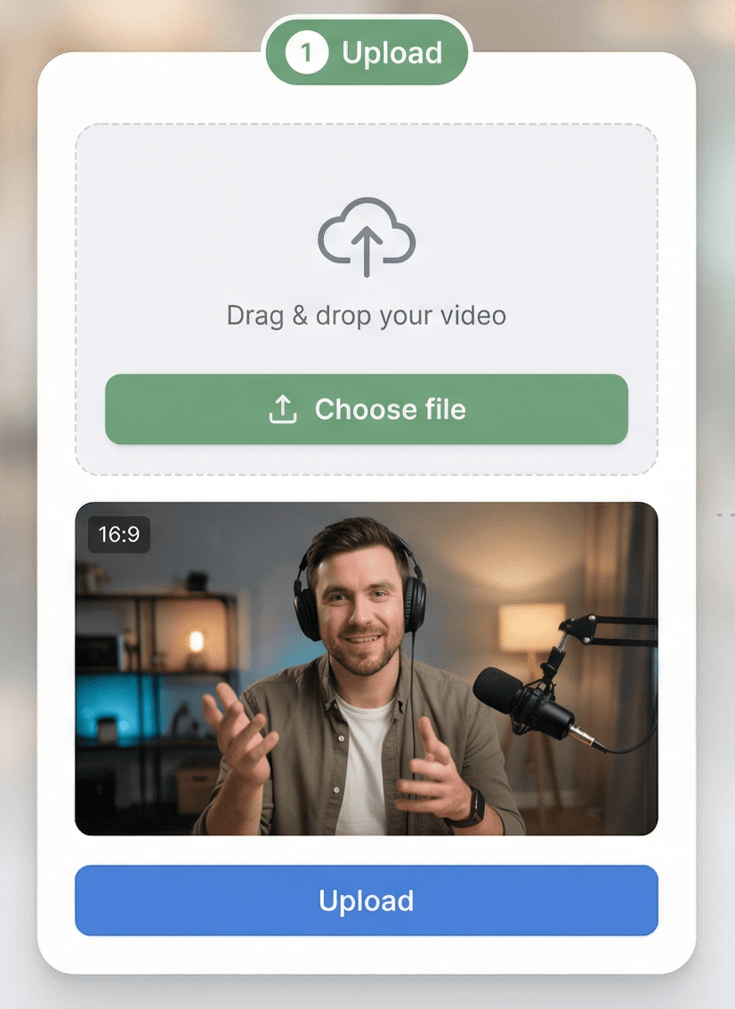 HypeNest mobile app: upload a video and generate AI video titles for YouTube Shorts and TikTok